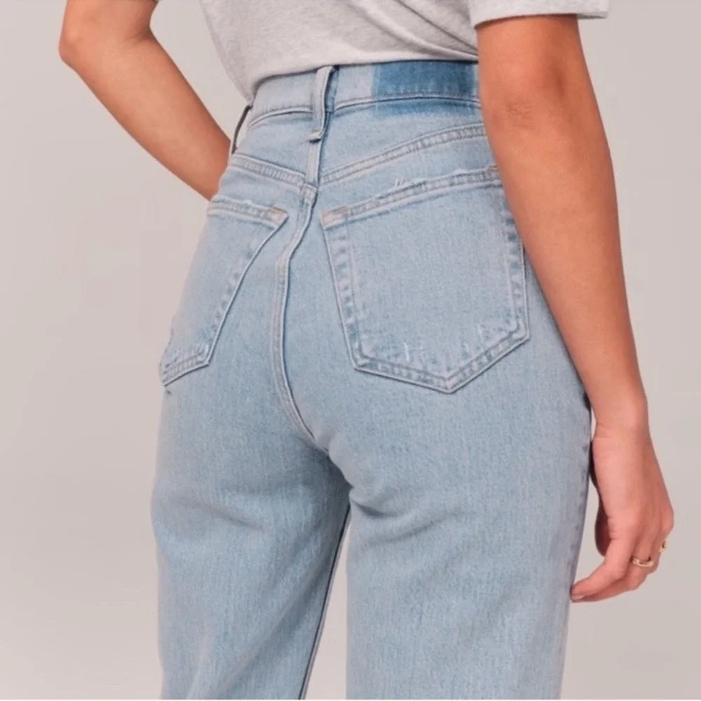 Abercrombie & Fitch Dad‎ High Rise Jeans Size 10S Curve Love Asymmetrical Waist